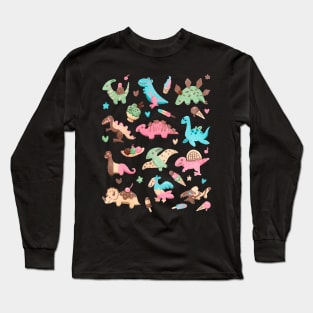 Pastel Sweet Ice Cream Dinosaurs Long Sleeve T-Shirt